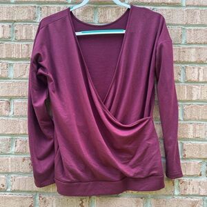 Banana Republic Women's Deep V-Neck Reversible Burgundy Top